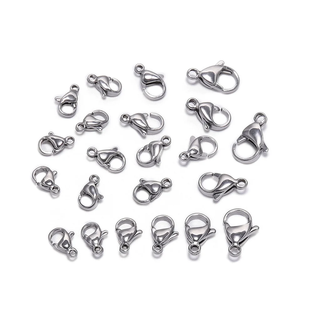 Top Trends: 30pcs / lot 9 10 11 12 13 15mm Stainless Steel Lobster Clasp Hooks For DIY Necklace Bracelet Chain Fashion Jewelry Making Findings Shoppable Styles