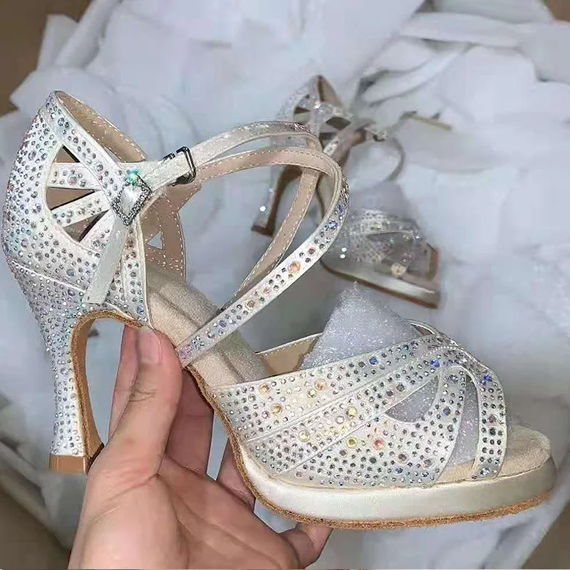 Top Trends: Wedding Shoes For Women Salsa Dance Shoes Woman Sandals With Platform Silver Dance Shoes RhinestoneJuseDanc Shoppable Styles