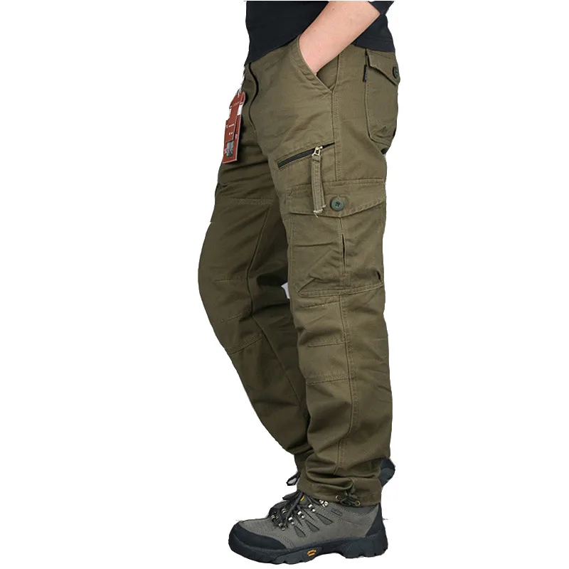 Top Trends: Men&#039;s Casual Cargo Pants Multi-Pocket Tactical Military Army Straight Loose Trousers Male Overalls Zipper Pocket Pants Seasons Shoppable Styles