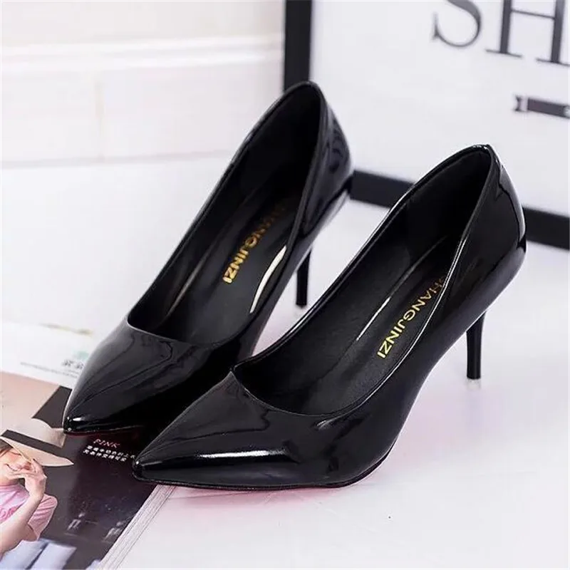 Top Trends: Hot Selling Women Shoes Pointed Toe Pumps Patent Leather Dress Red 8CM High Heels Boat Shoes Shadow Wedding Shoes Zapatos Mujer Shoppable Styles