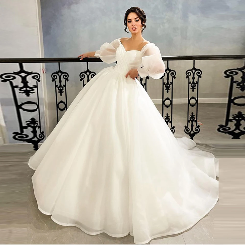 Top Trends: Fivsole 2022 Boho Wedding Dresses Sexy Puff Sleeves Zipper Back Ball Gown Bride Dress Organza Princess Wedding Gowns Plus Size Shoppable Styles