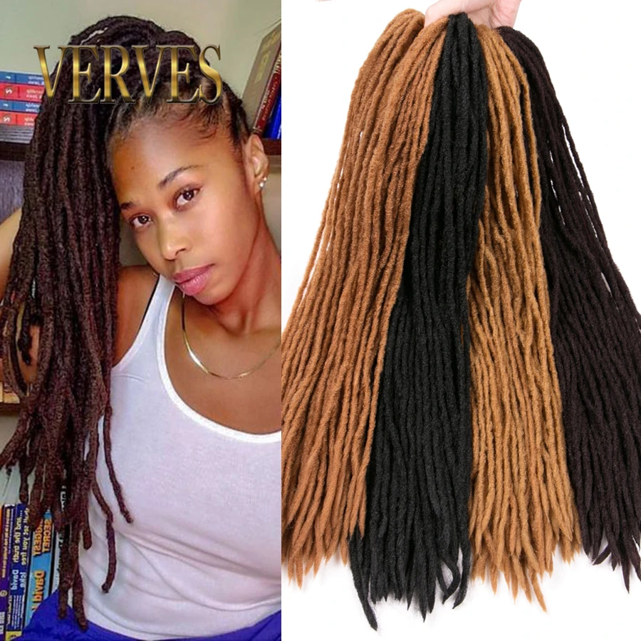 Top Trends: VERVES Soft Dreadlocks Synthetic Crochet Hair 12 Strands / pcs Black Brown Crochet Braiding Hair For Women And Men 20'' Hair Piece Shoppable Styles