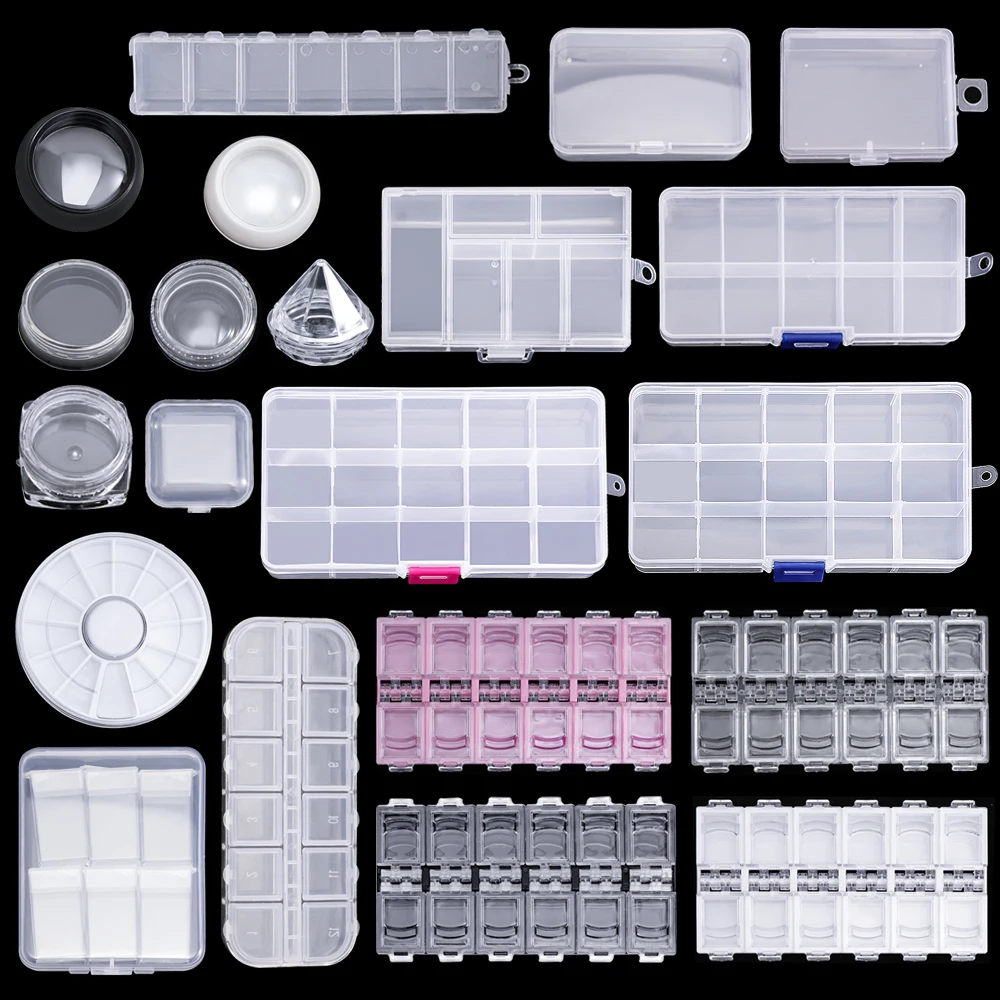 Top Trends: 1Pcs Transparent Nail Art Empty Storage Case Box Rhinestones Gems DIY Jewelry Accessories Plastic Organizer Box Manicure Tool Shoppable Styles