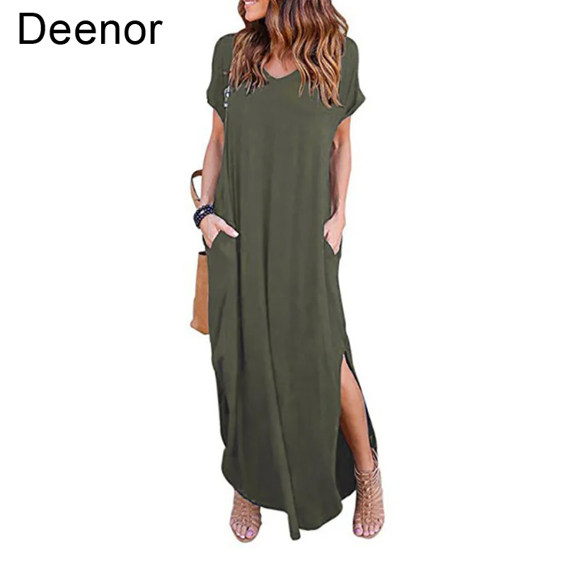 Top Trends: Plus Size 5XL Sexy Women Dress Summer 2021 Solid Casual Short Sleeve Maxi Dress For Women Long Dress Lady Dresses Shoppable Styles