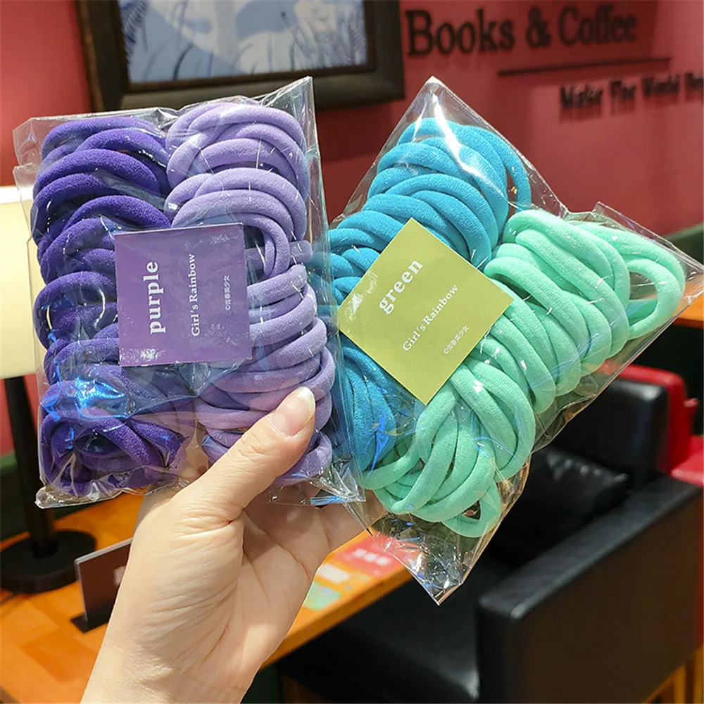 Top Trends: 50Pcs / Set Women Girls 4CM 2CM Colorful Nylon Elastic Hair Bands Ponytail Holder Rubber Bands Scrunchie Headwear Hair Accessories Shoppable Styles