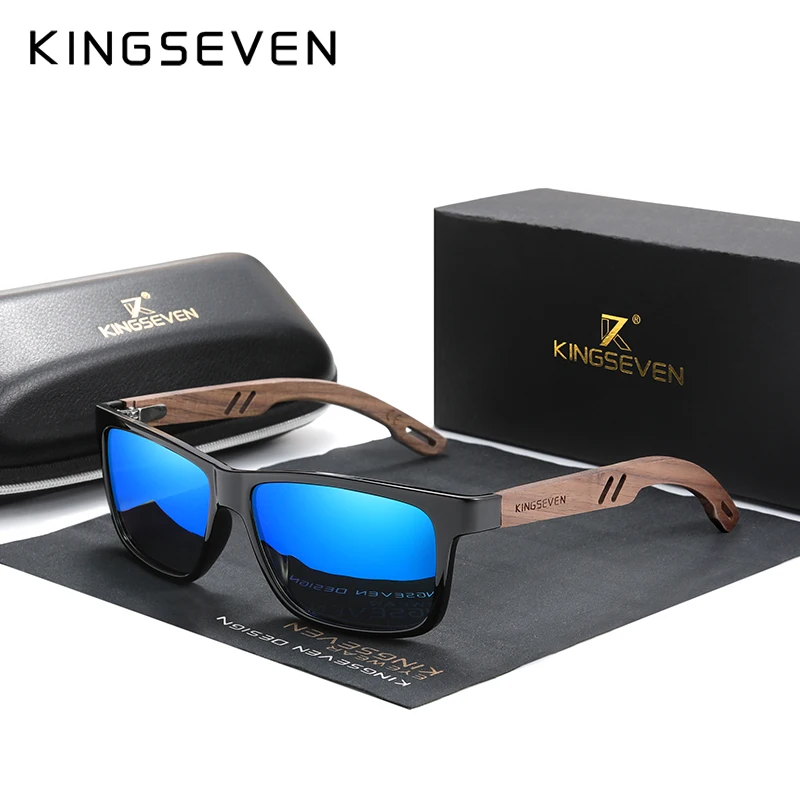 Top Trends: KINGSEVEN Brand Design TR90+ Walnut Wood Handmade Sunglasses Men Polarized Eyewear Accessories Sun Glasses Reinforced Hinge Shoppable Styles