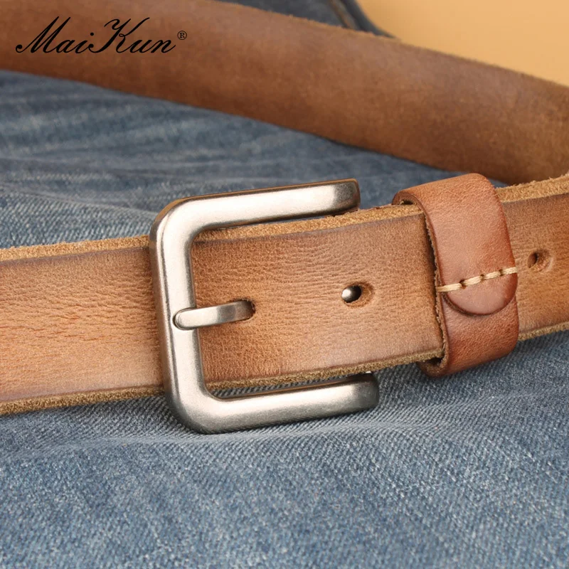 Top Trends: Maikun New Genuine Leather Pin Buckle Belt For Men Top Layer Cowskin Trendy Fashion Vintage Simple Business Belt Shoppable Styles