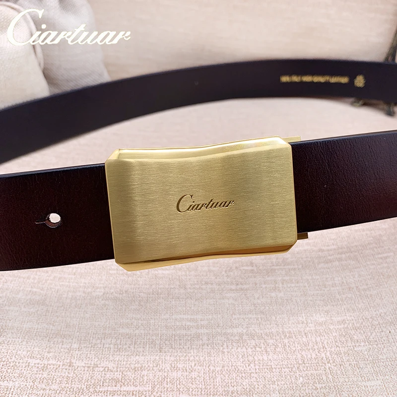 Top Trends: 2024 Ciartuar New Belt For Men Belt High Quality First Genuine Leather Cowskin Solid Brass Gold Sliver Buckle Free Shipping Shoppable Styles