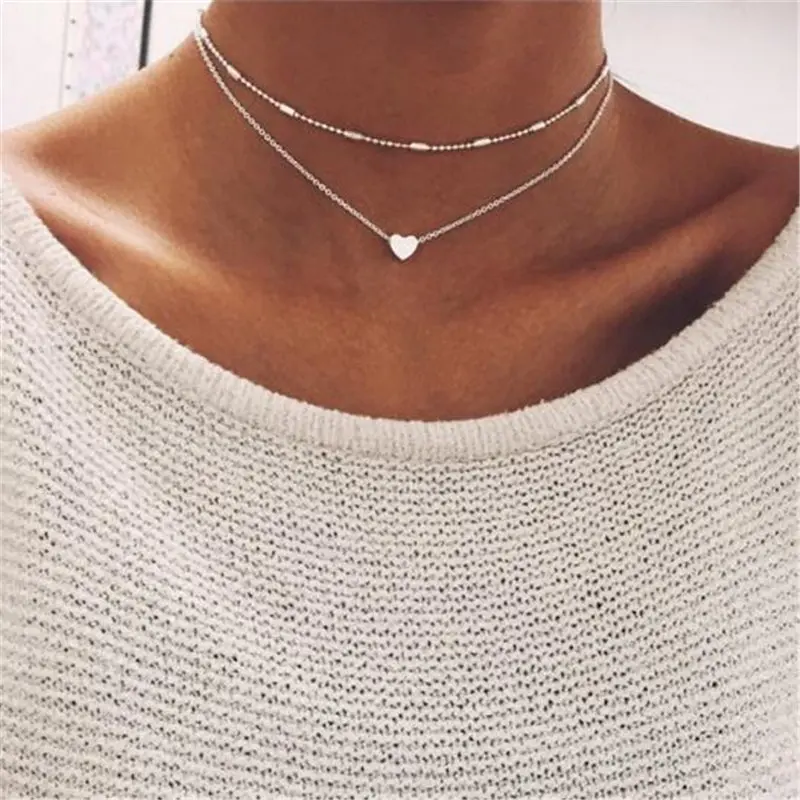 Top Trends: Tiny Heart Choker Necklace For Women Silver Color Chain Smalll Love Necklace Pendant On Neck Bohemian Chocker Necklace Jewelry Shoppable Styles