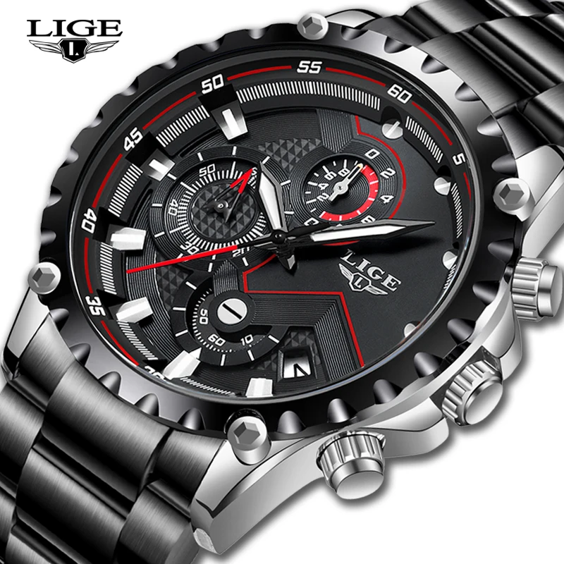 Top Trends: LIGE Top Brand Luxury Mens Fashion Watch Men Sport Waterproof Quartz Watches Men All Steel Army Military Watch Relogio Masculino Shoppable Styles