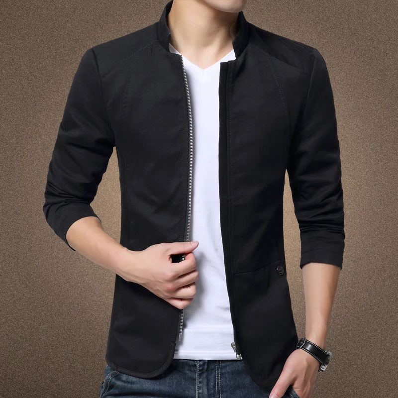 Top Trends: Mens Jacket Fashion Standing Collar Jacket Coats Men Slim Fit Business Casual Male Jackets Men Clothing Plus Size M-5XL Solid Shoppable Styles