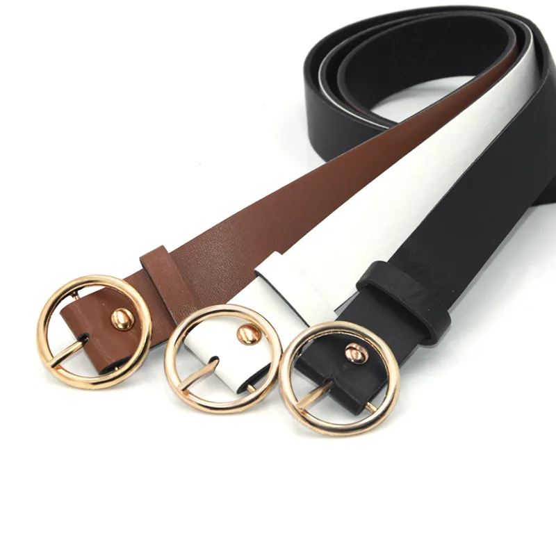 Top Trends: The New Classic Retro Fashion All-Match Leather Light Body Round Buckle Simple Circle Pin Belts For Women Fashion Jeans Female Shoppable Styles