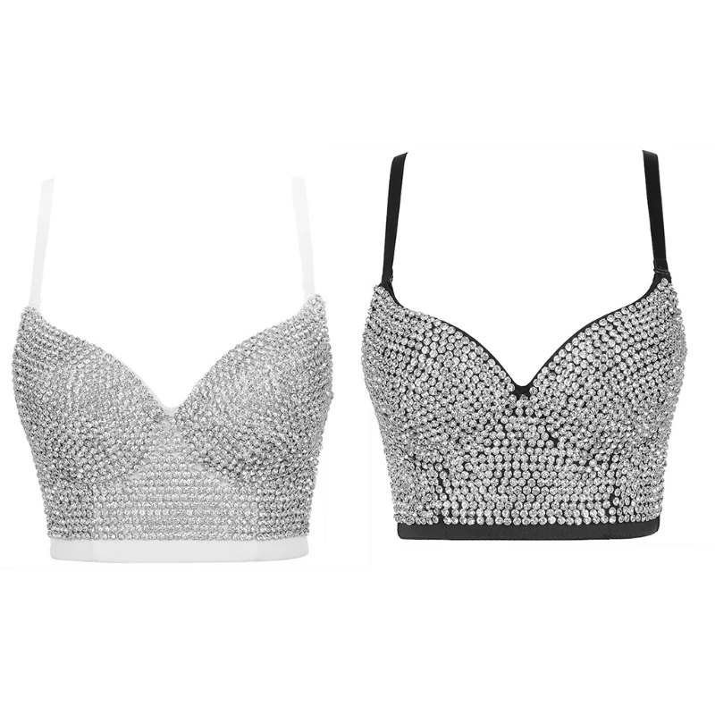 Top Trends: Women Glitter Rhinestone Push Up Bra Bustier Underwire Camisole Sexy Punk Corset Shoppable Styles