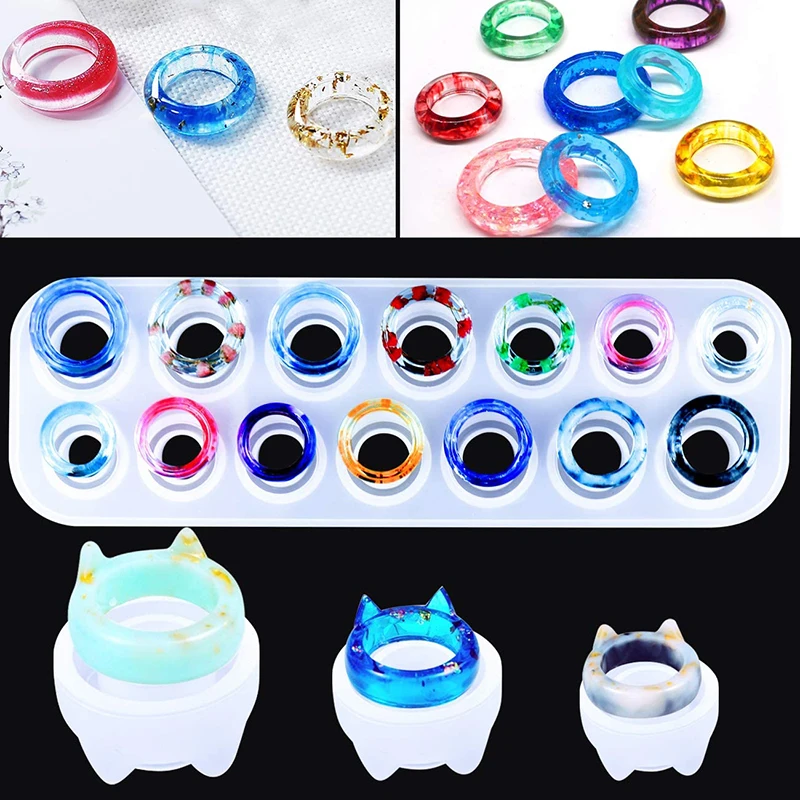 Top Trends: New Ring Epoxy Mould 14 / 6 Holes Handcraft DIY Rings Jewelry Silicone Mold Assorted Sizes Epoxy Resin Molds For Jewelry Making Shoppable Styles