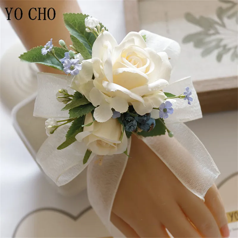 Top Trends: Ivory Wrist Corsage Bridesmaid Sisters Handmade Flower Artificial Silk Rose Bracelet Flowers For Wedding Dancing Party Decor Shoppable Styles