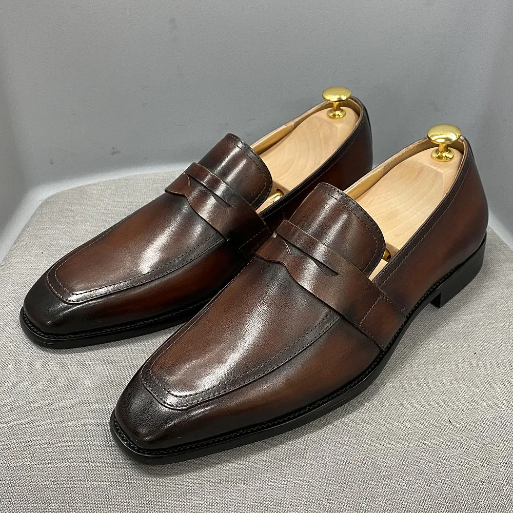 Top Trends: Size 6 To 13 Classic Mens Penny Loafers Genuine Cow Leather Dress Shoes Brown Handmade Slip On Italian Style Office Formal Shoes Shoppable Styles