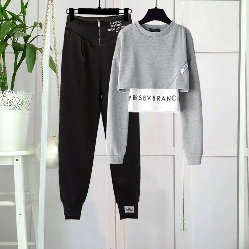 Top Trends: Plus Size Spring Clothes Women 2023 New Casual Tracksuit 2 Piece Sets Women Crop Tops Sports Pants Set Outfits Korean Fashion Shoppable Styles