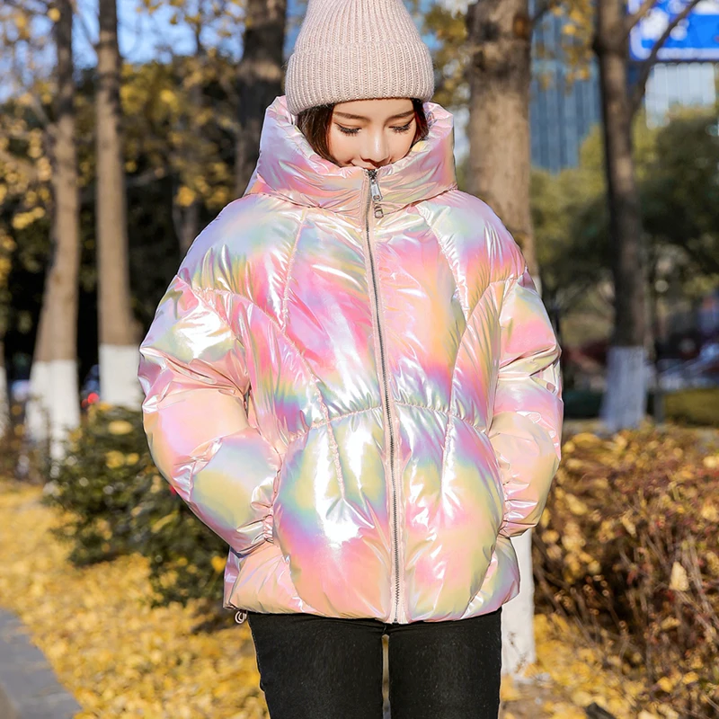 Top Trends: 2022 New Winter Jacket Coats Women Parkas Hooded Glossy Down Cotton Jacket Warm Casual Parka Padded Cotton Coat Female Shoppable Styles