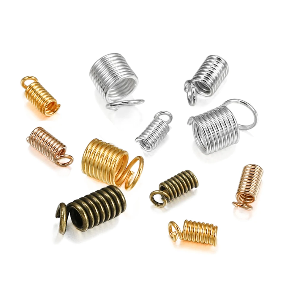 Top Trends: 100pcs / lot Metal Spring Crimp Clasps Leather Ends Fastener End Caps Connectors For DIY Bracelet Necklace Jewelry Making Supplies Shoppable Styles