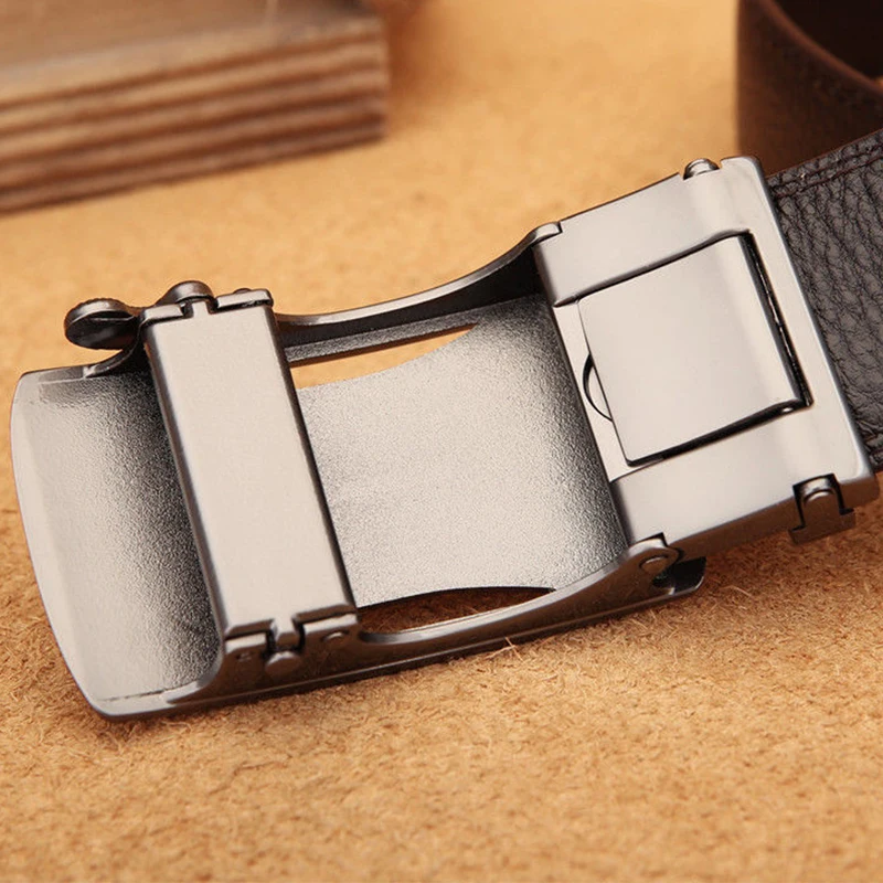 Top Trends: Belt Men's Genuine Leather Pure Cowhide Automatic Buckle Young People Trend Belt Business Casual Men's Trouser Belt Shoppable Styles - Image 6