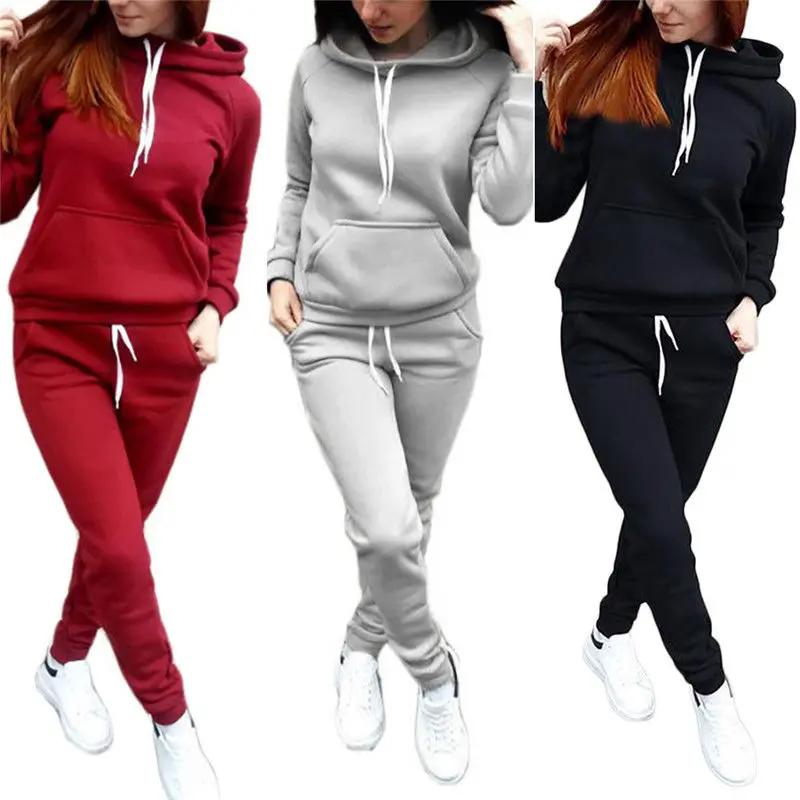 Top Trends: Solid Women Tracksuit Casual Hoodies Sweatshirt Pant Set Lounge Wear Sport Suit 2PCS Autumn Winter Clothes Shoppable Styles