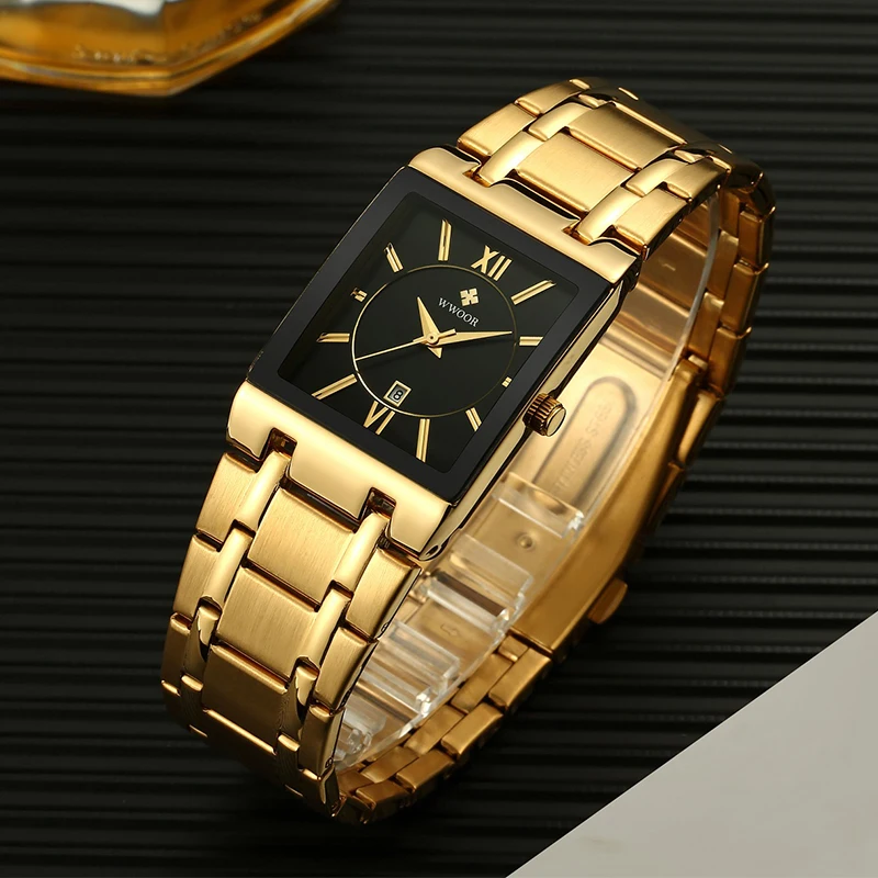 Top Trends: New WWOOR Ladies Watch Luxury Brand Women Gold Square Wristwatch Minimalist Analog Quartz Movement Casual Watch Relogio Feminino Shoppable Styles - Image 3