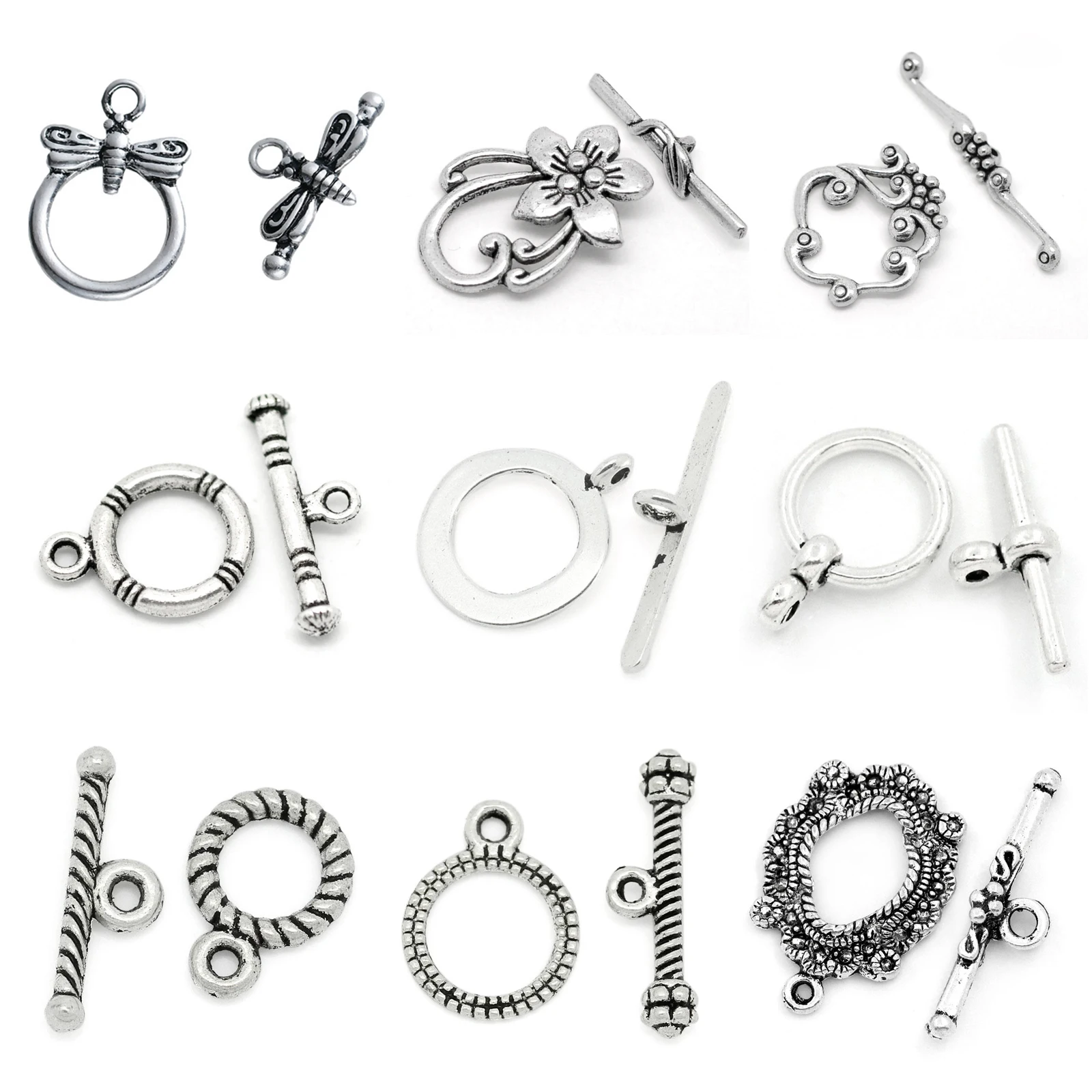 Top Trends: 10-100sets Stripe Carved Vintage Metal Toggle Clasps OT Hooks Connectors DIY Bracelet Necklace Jewelry Findings Accessories Shoppable Styles