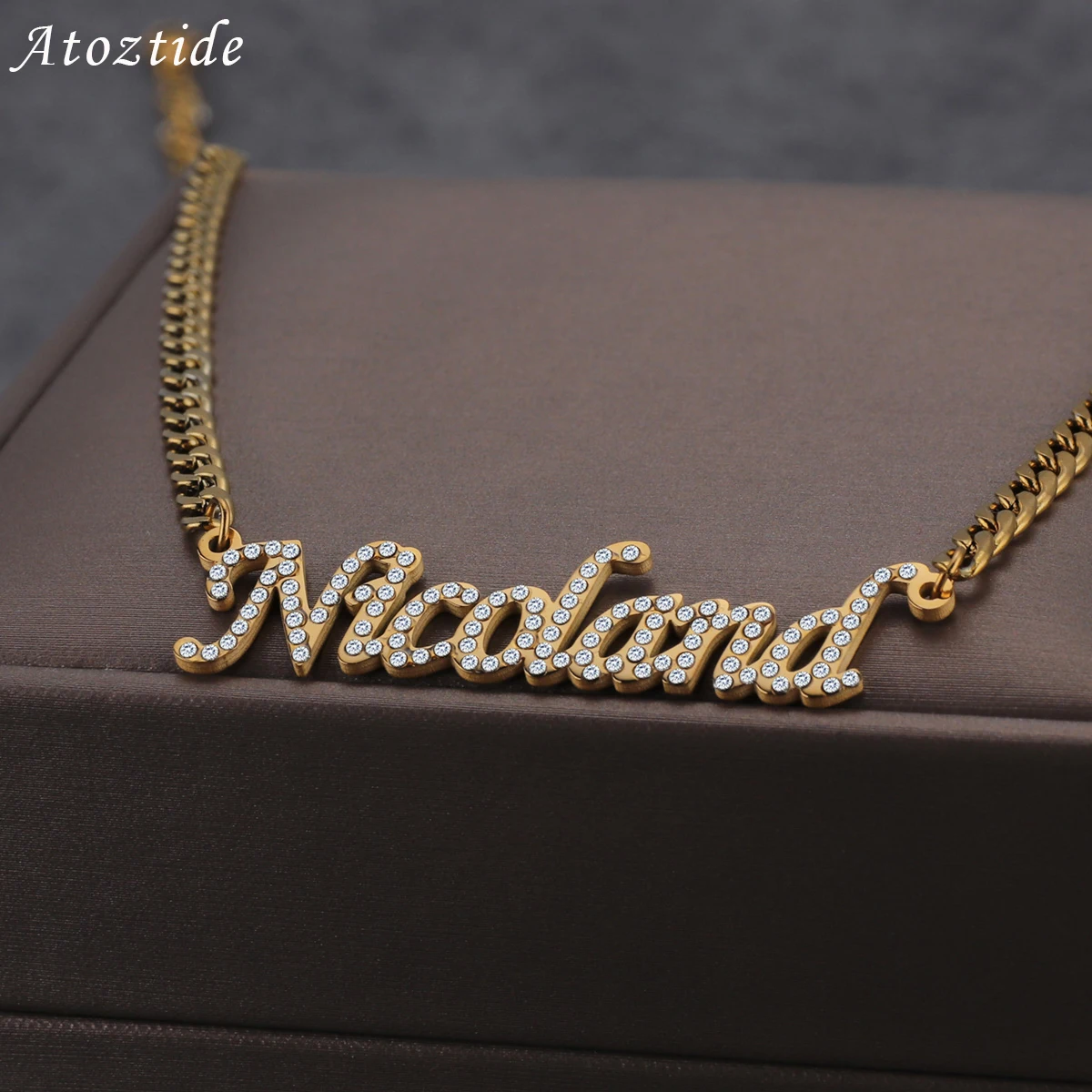 Top Trends: Custom Personalized Name Stainless Steel Necklaces Cubic Zircon Letters Bling Pendant For Women Thick 4mm NK Chain Jewelry Shoppable Styles