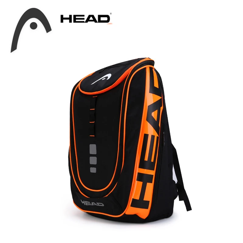 Top Trends: Orange Multi-function Head Tennis Racket Backpack PU Nylon HEAD Tenis Squash Backpack Large Capacity 2-3 Tennis Rackets Racquets Shoppable Styles