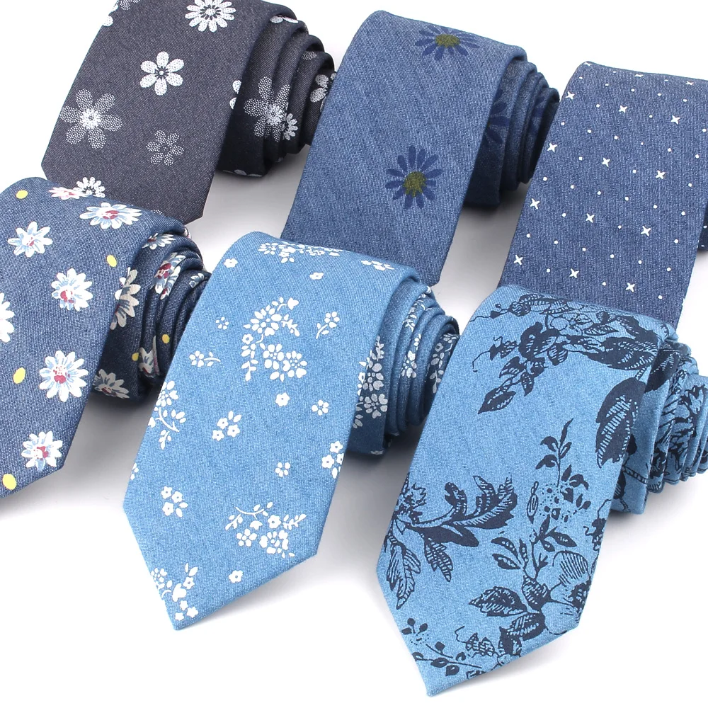 Top Trends: New Jeans Floral Neck Ties For Men Women Casual Cotton Tie Suits Skinny Tie For Wedding Business Slim Men Necktie Gravata Gifts Shoppable Styles