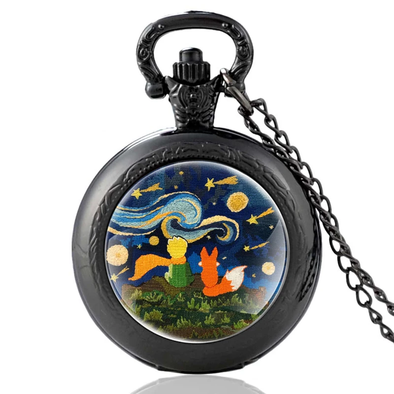 Top Trends: The Little Prince And The Fox Glass Cabochon Quartz Pocket Watch Vintage Men Women Pendant Necklace Watches Gifts Shoppable Styles