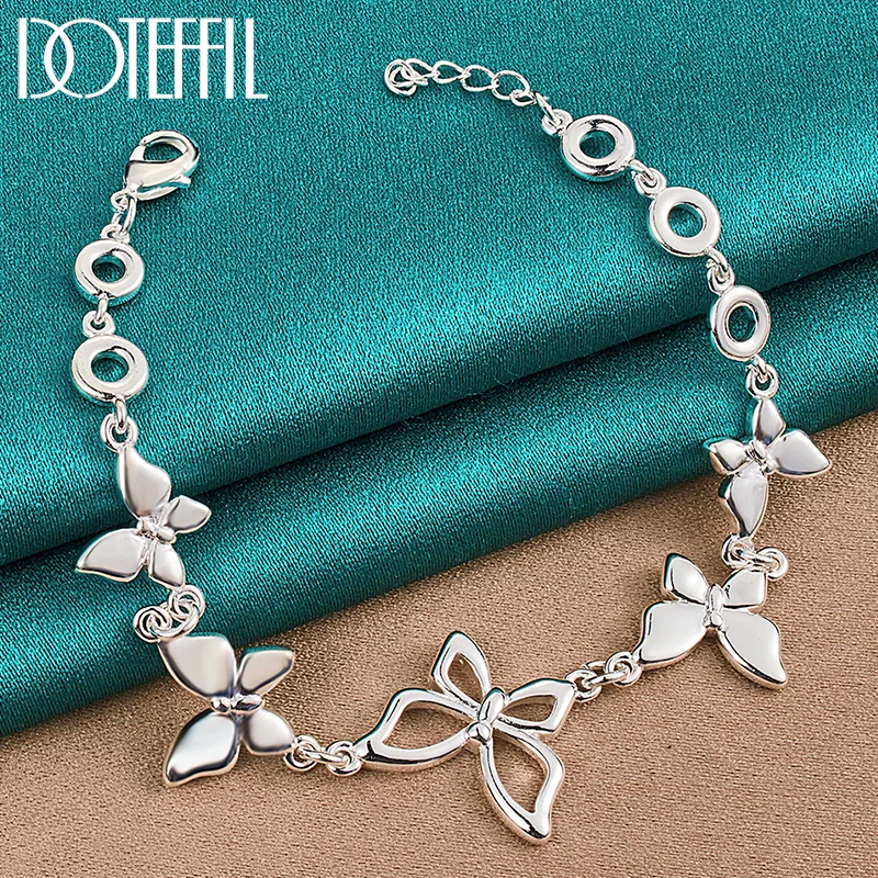 Top Trends: DOTEFFIL 925 Sterling Silver Five Butterfly Chain Bracelet For Woman Fashion Charm Wedding Party Engagement Jewelry Shoppable Styles