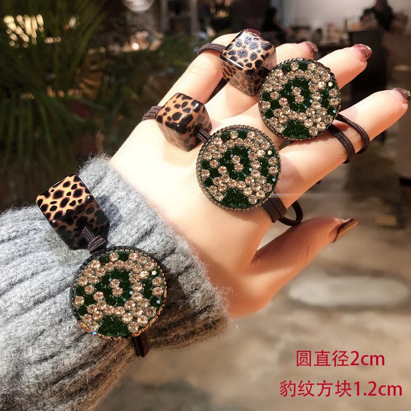 Top Trends: Leopard Rhinestone Women Hair Accessories Scrunchies Smile Face Bow Fashion Party Headwear Elastic Hair Band Hair Ties Wholesale Shoppable Styles