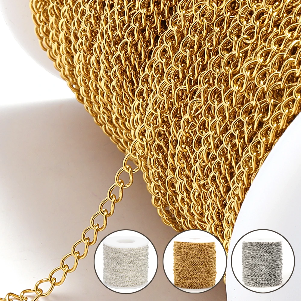 Top Trends: 2meters Stainless Steel Extension Chain 2 / 3 / 4mm Gold Necklace Chains For Bracelet DIY Chain Accessories Jewelry Making Crafts Shoppable Styles