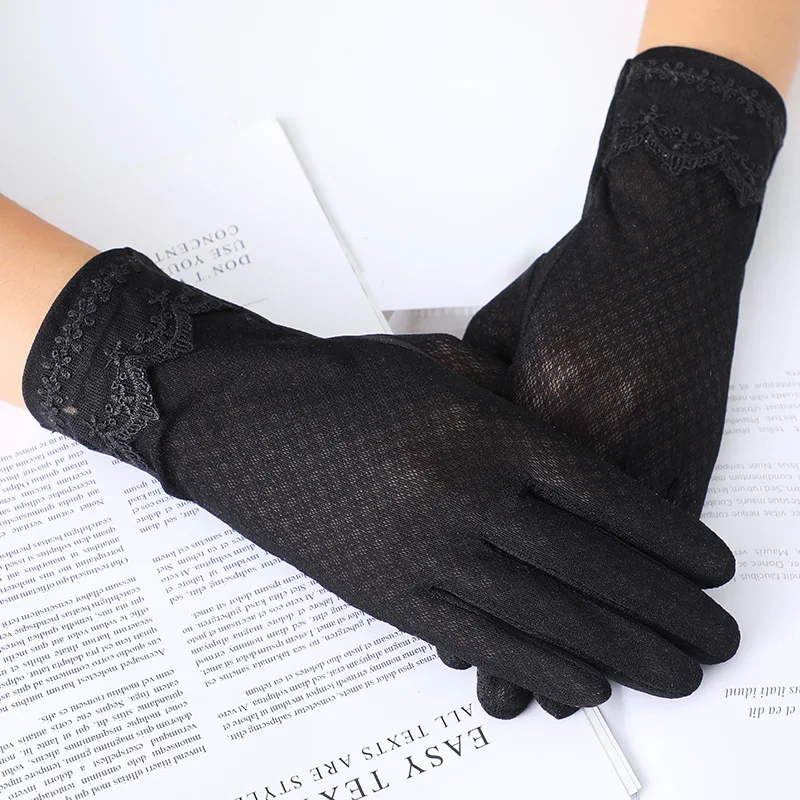 Top Trends: Summer Women Driving Gloves Autumn Non Slip Sunscreen Anti-UV Short Gloves Women Thin Ice Silk Lace Touch Screen Glove Shoppable Styles