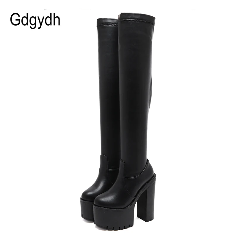 Top Trends: Gdgydh Thigh High Boots For Tall Women Utral High Heels Shoes Nightclub Party Platform Boots Over The Knee Women Stretch Winter Shoppable Styles