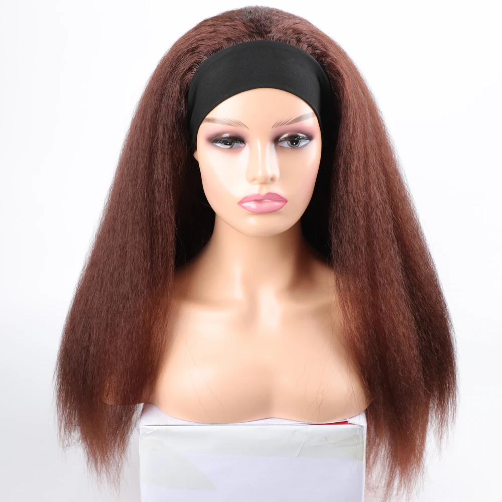 Top Trends: Synthetic Long Kinky Straight Headband Wig For Black Women Afro Synthetic Hair Cosplay Wigs Headband Wig Blonde Black Red Purple Shoppable Styles