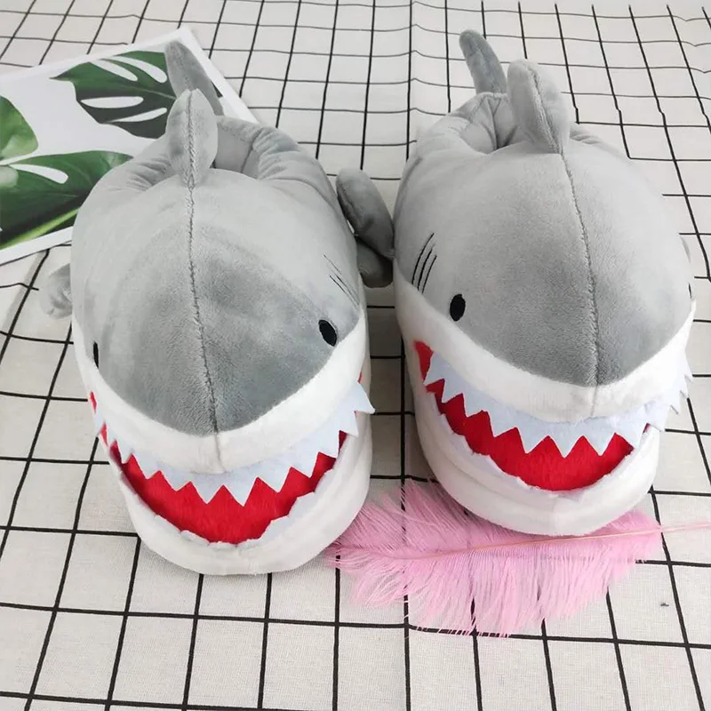 Top Trends: Cool Cartoon Men's Shark Slippers Design Boys Flurry Slides For Men Indoor Shoes Winter Man Slippers 2022 New Arrivals Shoppable Styles