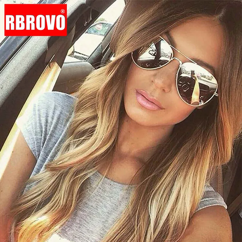 Top Trends: RBROVO 2023 Classic Pilot Women Sunglasses Vintage Metal Eyeglasses Street Beat Shopping Mirror Oculos De Sol Gafas UV400 Shoppable Styles