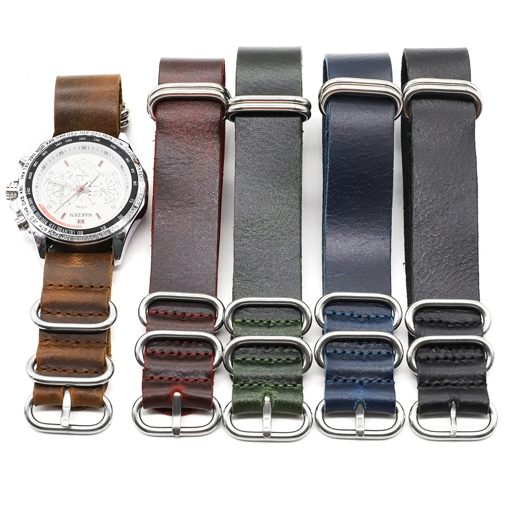 Top Trends: Long Strap Leather 18MM 20MM 22MM 24mm Dark Brown Black Blue Green Watch Band Leather Straps Strap Clock Replacement Shoppable Styles