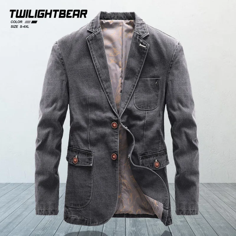 Top Trends: New Men's Denim Blazers Oversized Male Outerwear Spring Autumn Slim Streetwear Casual Blazer Men Clothing Suit Jacket Shoppable Styles