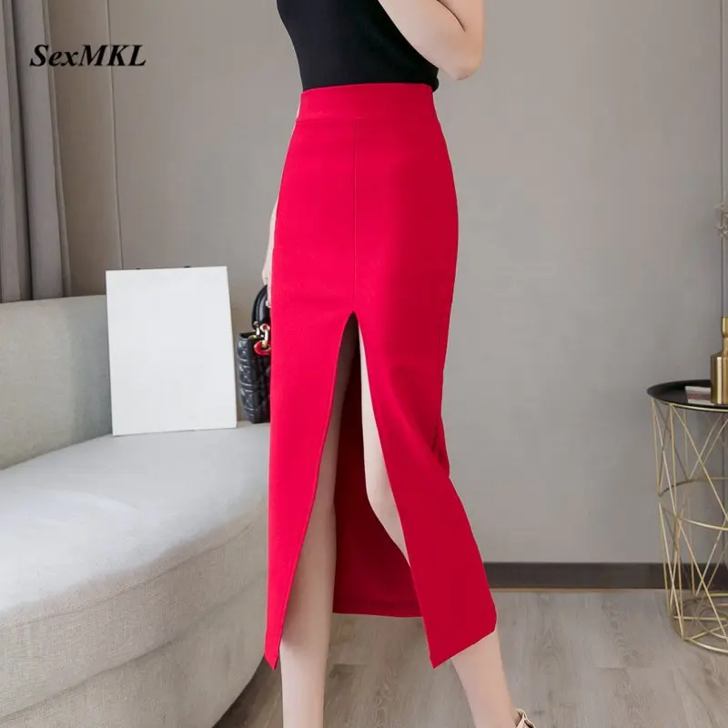 Top Trends: Oversized Faldas Mujer Moda 2022 Fashion Long Skirts Womens High Waist Red Korean Skirt Office Women Sexy Black Skirt Shoppable Styles