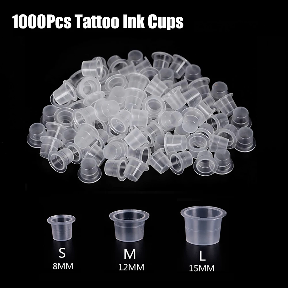 Top Trends: 1000Pcs / Lot Plastic Disposable Tattoo Ink Cup Permanent Makeup Pigment Ink Holder Caps Cups Tattoo Pigment Accessories Shoppable Styles