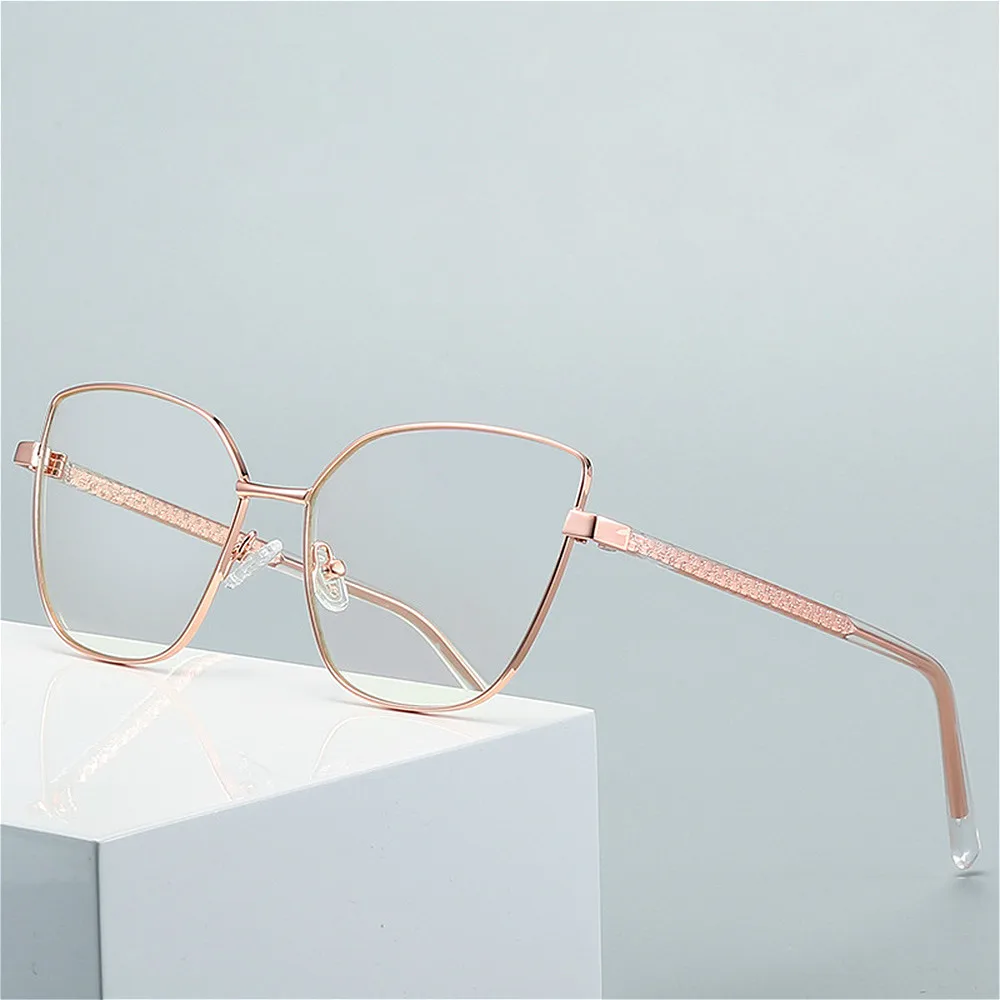 Top Trends: New Anti Blue Light Computer Reading Glasses Women Big Frame Cat Eye Metal Frame Reading Eyeglasses Dropshipping Shoppable Styles