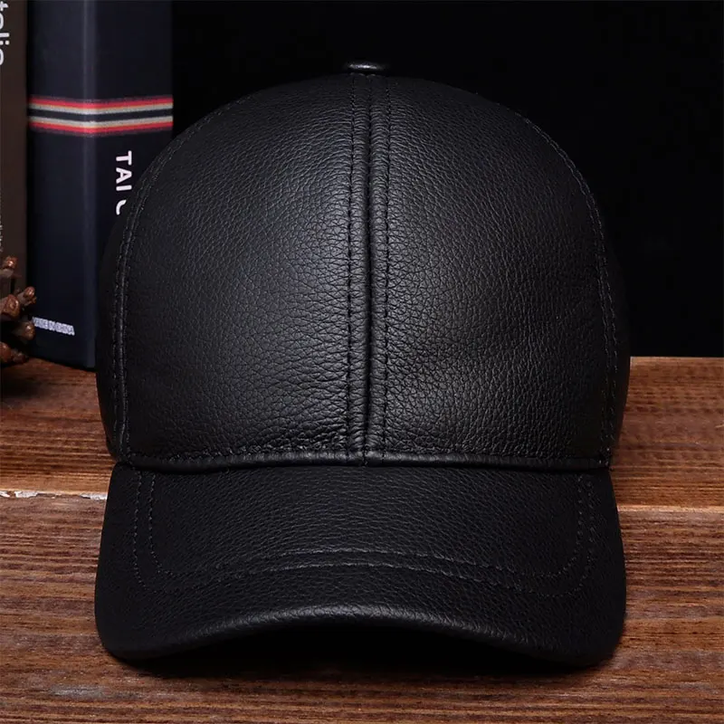 Top Trends: 2023 Men's Genuine Leather Baseball Cap Hat Brand New Style Spring Brand New Style Winter Russian Warm One Fur Caps Hats Shoppable Styles