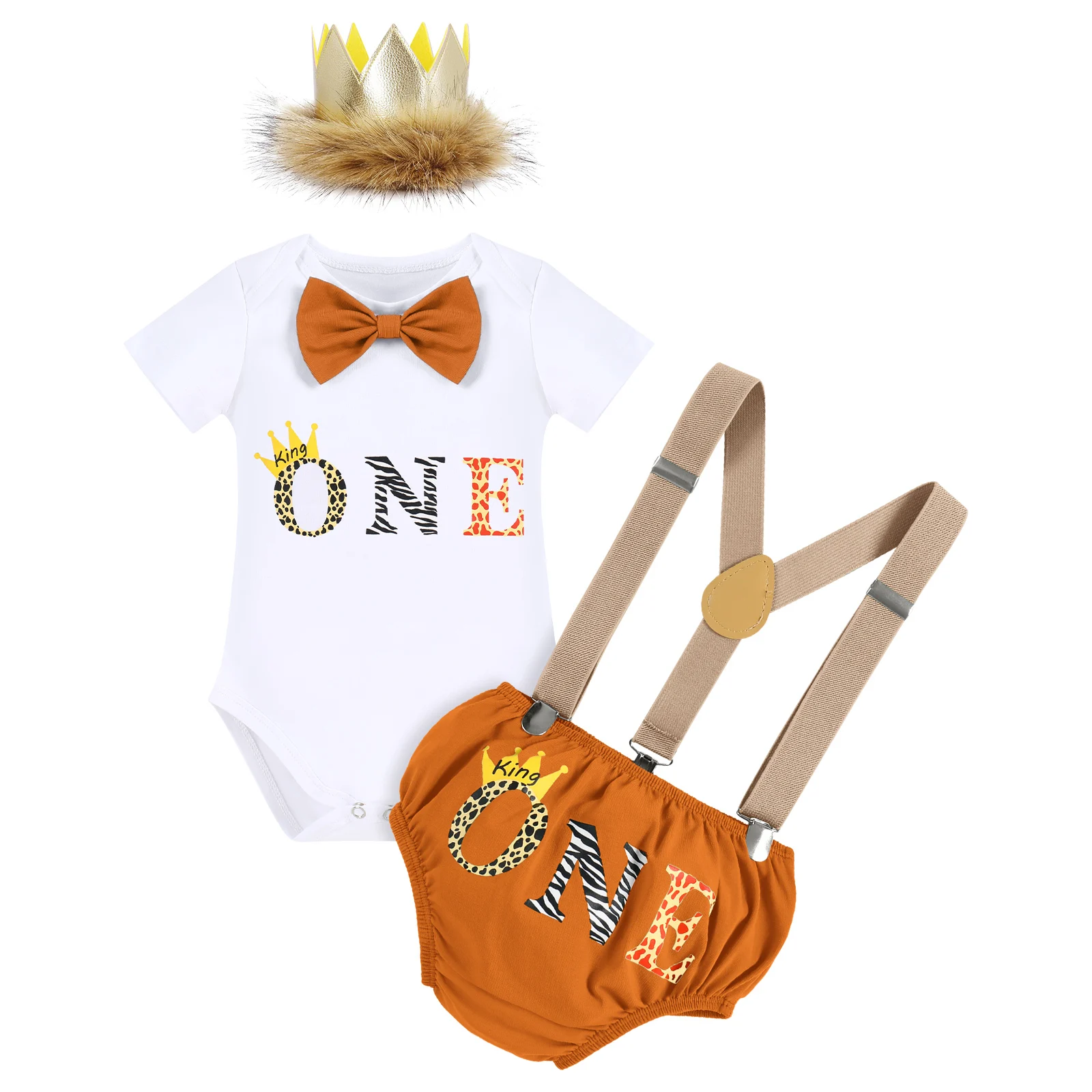 Top Trends: Baby Boy Clothes Cake Smash Lion Theme 4pcs Outfits For First Birthday Party Themed Party Photography Props Ceremony Playwear Shoppable Styles