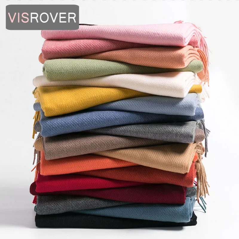 Top Trends: VISROVER 20 Colorway Solid Winter Scarf For Women Fashion Female Shawl Cashmere Handfeeling Winter Wrap Warm Autumn Hijab Gift Shoppable Styles