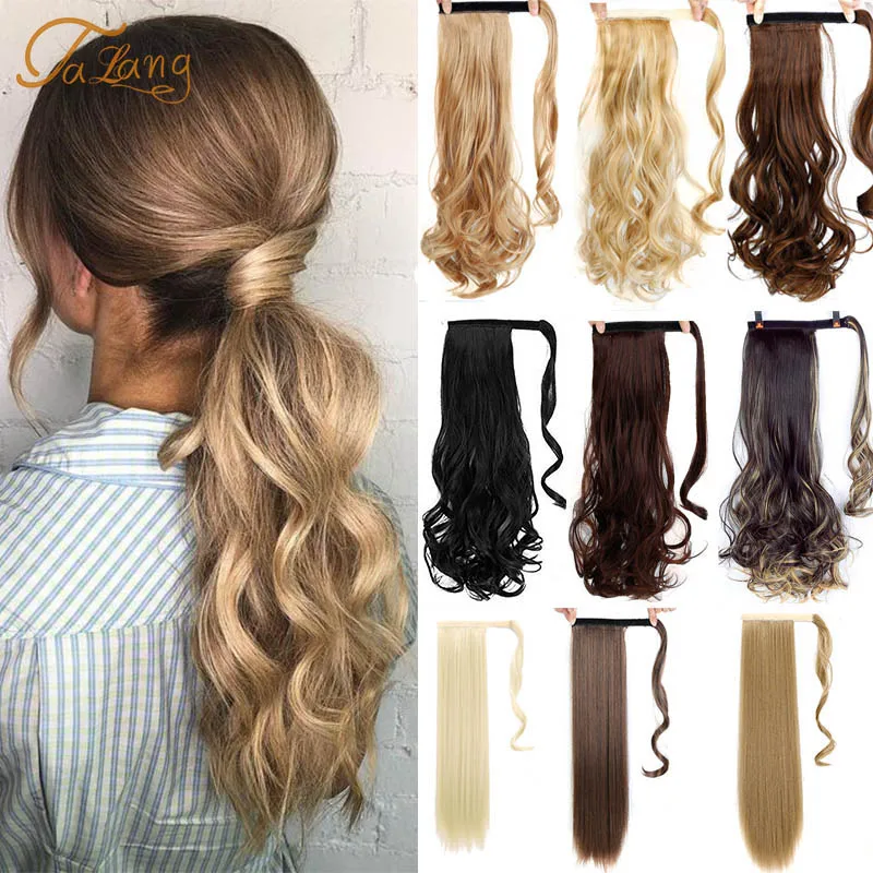 Top Trends: TALANG Synthetic Hairpiece Wavy Long Ponytail Wrap On Clip Hair Extensions Ombre Brown Pony Tail Blonde Fack Hair Shoppable Styles