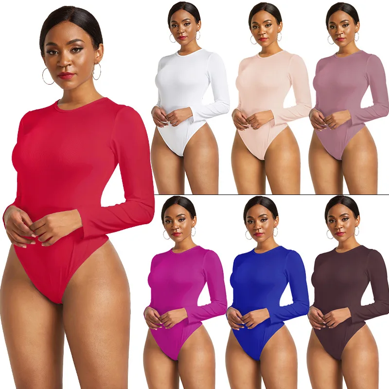 Top Trends: 13 Colors Long Sleeve O Neck Casual Bodysuit Women Body Tops White Black Nude Red Party Bandage Bodycon Romper Body Suit Jumper Shoppable Styles