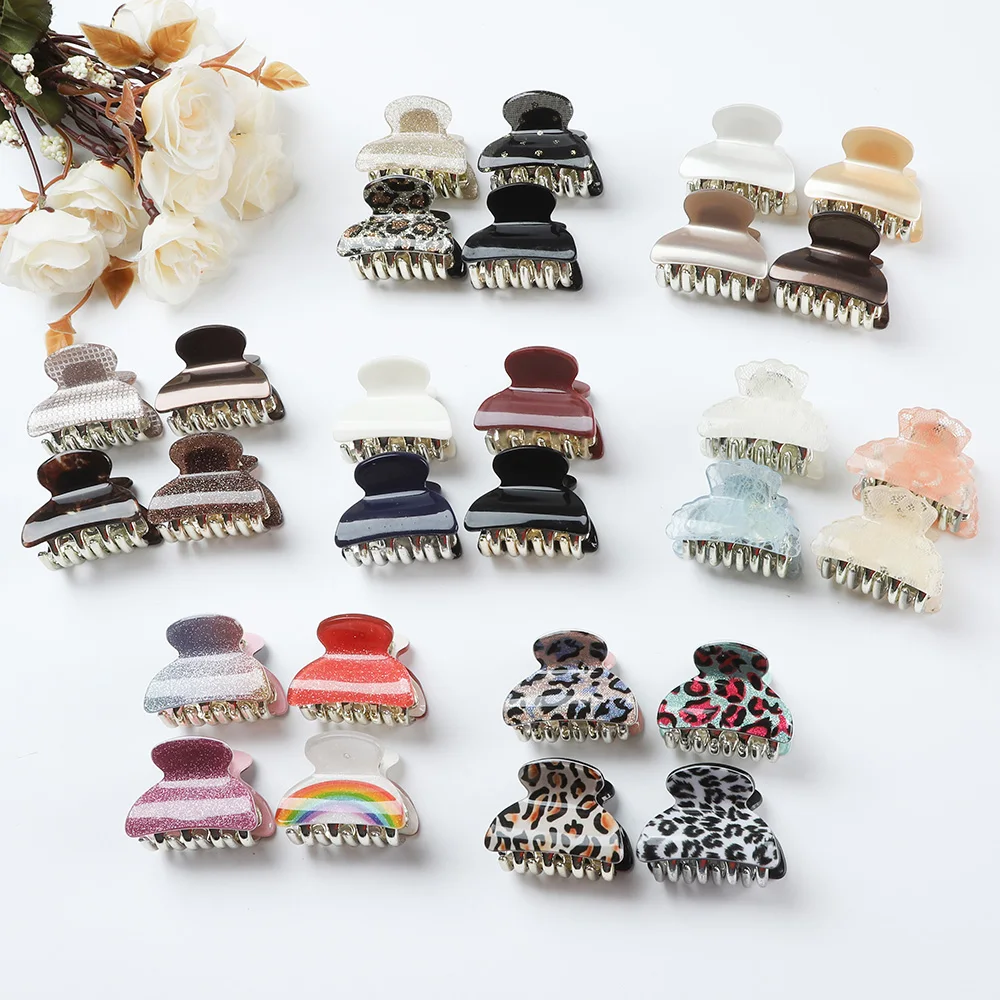 Top Trends: 4PCS / Set 4CM Acrylic Flower Hair Claw Clip Women Girls Shinny Hairpin Barrette Small Hair Crab Clamps Hairgrip Hair Accessories Shoppable Styles - Image 2